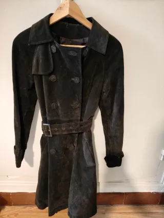 Chaqueta Larga Cuero Porcino Negra