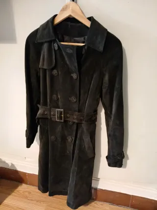 Chaqueta Larga Cuero Porcino Negra