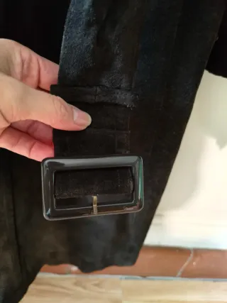 Chaqueta Larga Cuero Porcino Negra