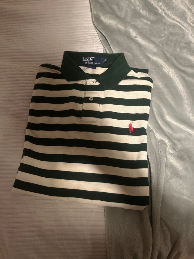 Polo Ralph Lauren Rayas Verde/Beige Talla L