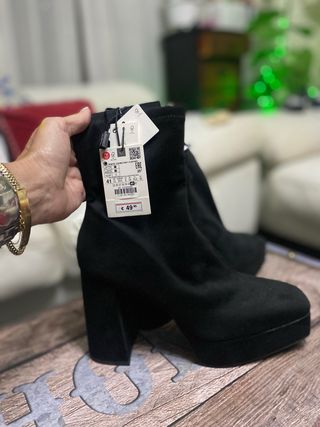 Botines Zara ante negro tacón plataforma t41
