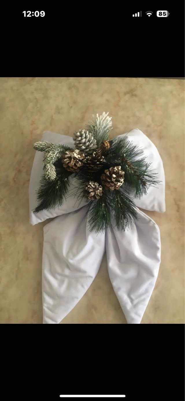 Fiocco Decorativo Natale Bianco Oro