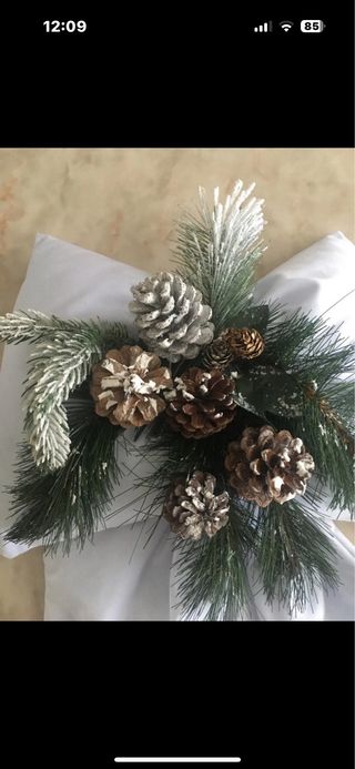 Fiocco Decorativo Natale Bianco Oro