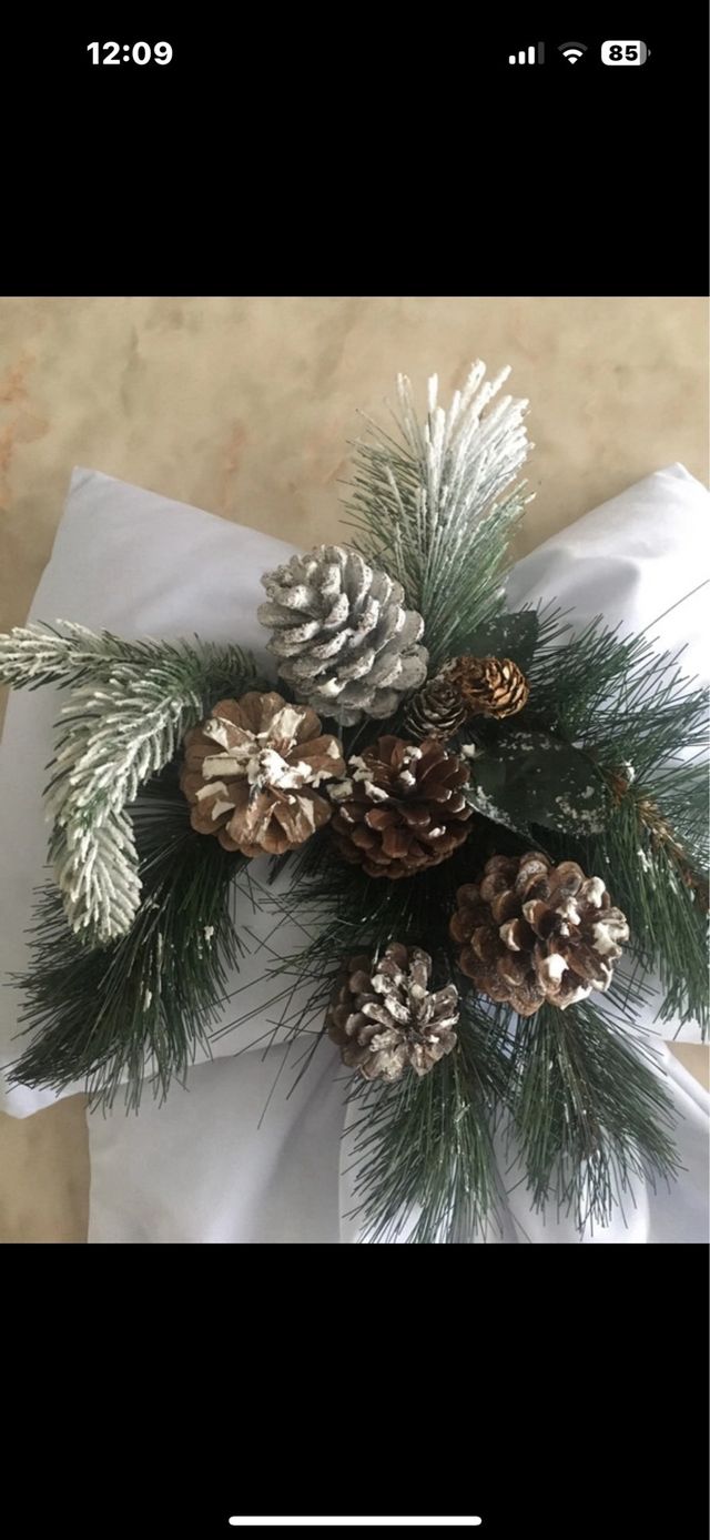 Fiocco Decorativo Natale Bianco Oro
