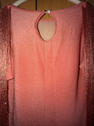 Vestido largo fiesta degradado flecos