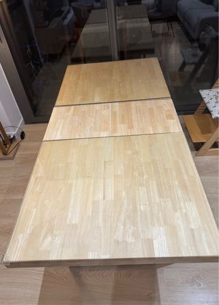 Mesa extensible madera y cristal patas metal