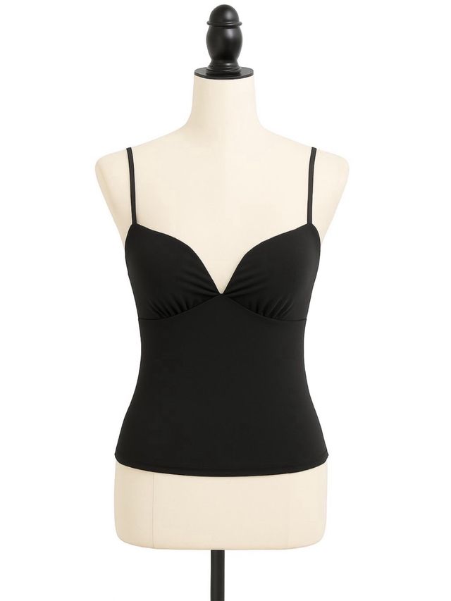 Top tirantes escote pico negro
