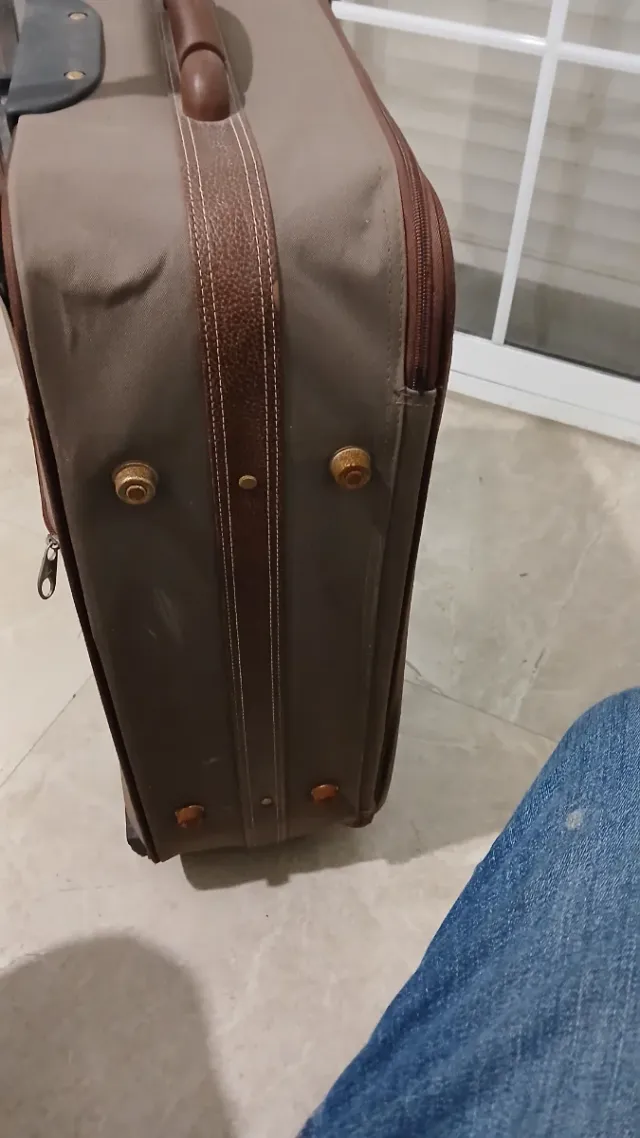 Maleta de transporte marrón y negra