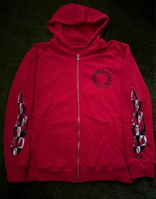 Sudadera Chrome Hearts Roja con Llamas