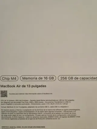 Apple Macbook Air 13 Con Chip M4 256GB +16GB