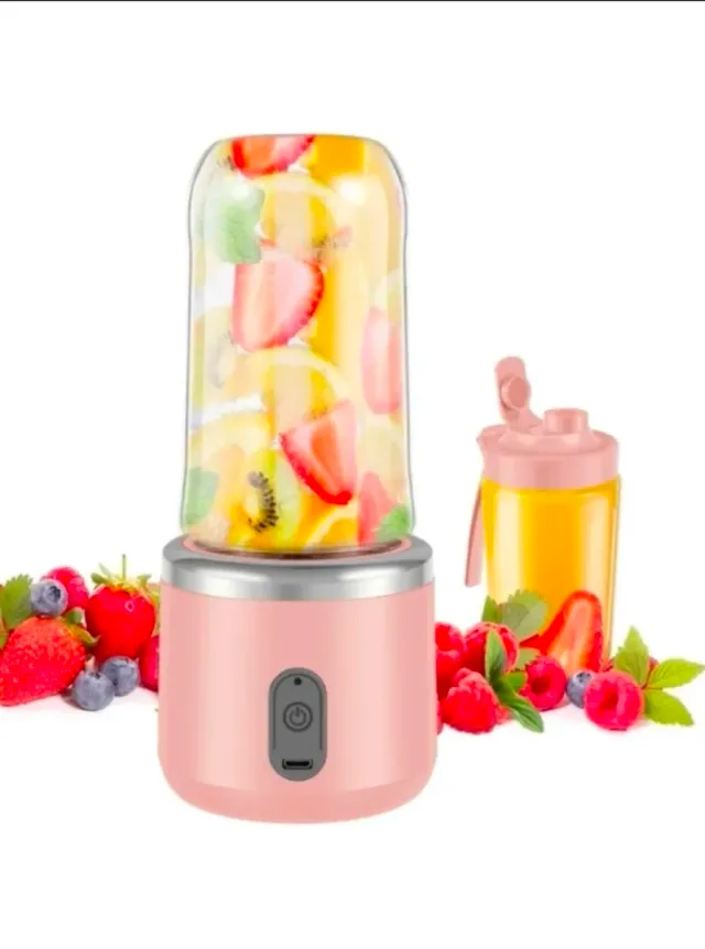 Batidora Portátil Rosa con Frutas