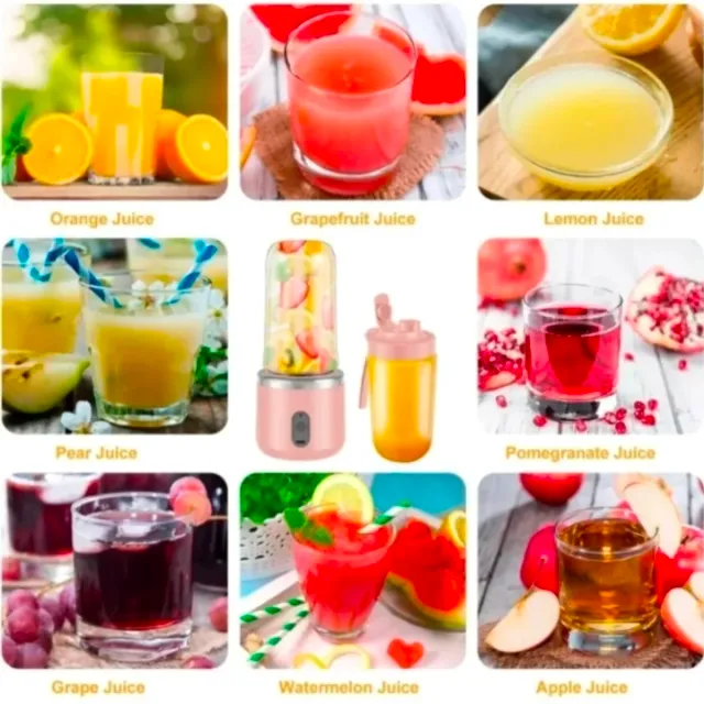 Batidora Portátil Rosa con Frutas