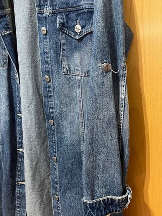 Chaqueta tejana larga azul