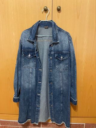 Chaqueta tejana larga azul