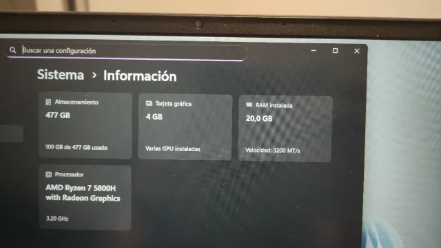HP Victus 16-E0099NS – Ryzen 7 / 20 GB RAM / RX
