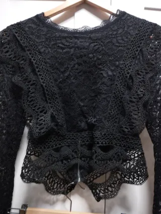 Conjunto Top Encaje y Shorts Negro