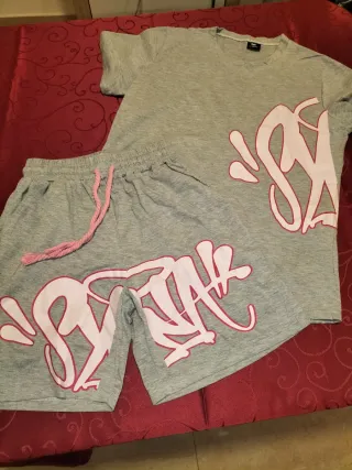 Conjunto gris y rosa mujer