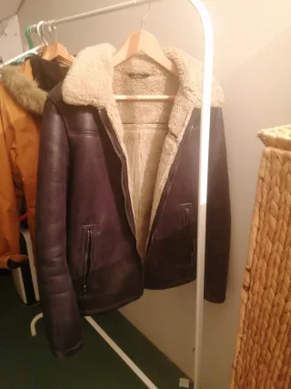 Cazadora Zara Piel Marrón Talla L