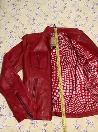 Cazadora Piel Roja Mujer Talla L