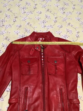 Cazadora Piel Roja Mujer Talla L