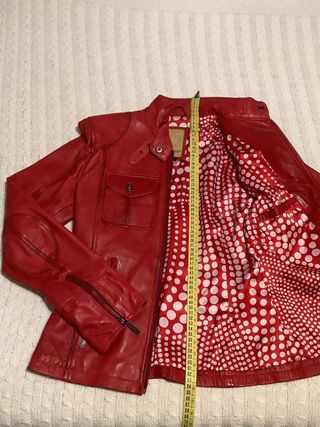 Cazadora Piel Roja Mujer Talla L