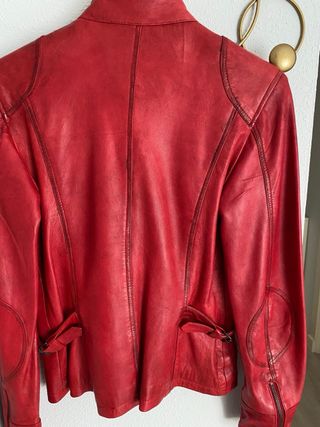 Cazadora Piel Roja Mujer Talla L