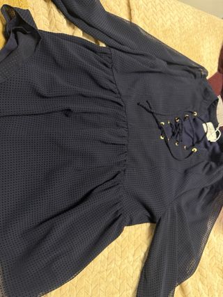 Camisa NAF NAF azul lunares talla M