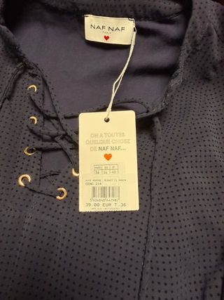 Camisa NAF NAF azul lunares talla M