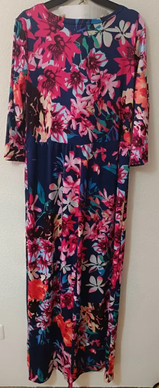 Vestido floral azul y rosa talla XL
