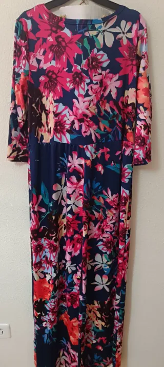 Vestido floral azul y rosa talla XL