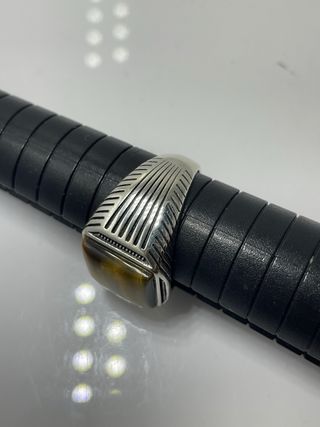 Anillo Plata Ley Hombre Ojo Tigre Talla 21.4mm