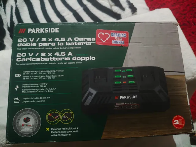 Cargador Doble Parkside 20V 2x4.5A