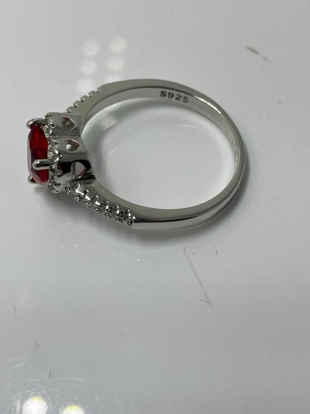 Anillo Corazón Rojo Plata 925