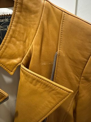Cazadora Piel Mostaza Leonardo da Vinci Talla S-M