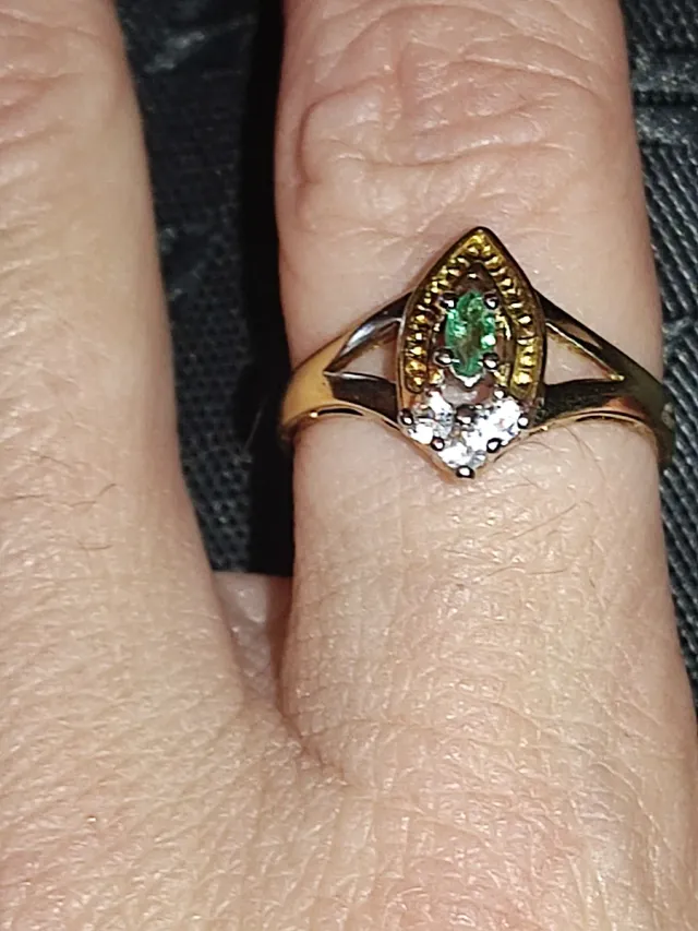 Anillo Antiguo Oro y Plata con Esmeralda