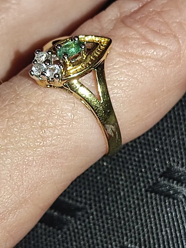 Anillo Antiguo Oro y Plata con Esmeralda