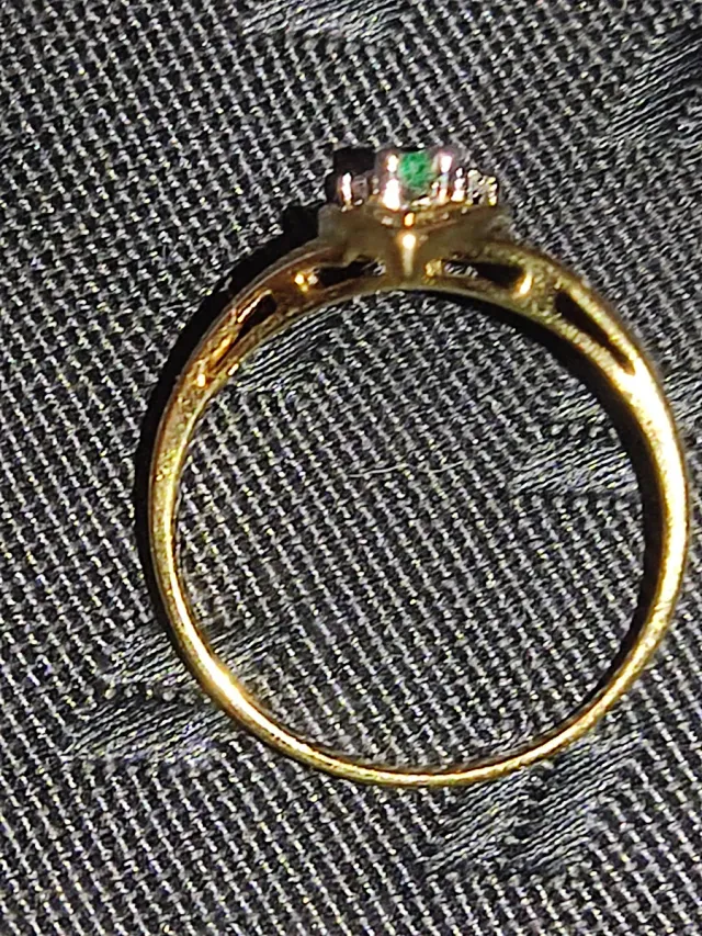 Anillo Antiguo Oro y Plata con Esmeralda