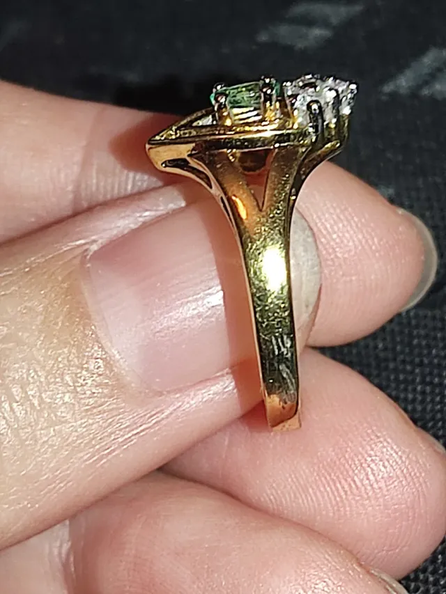 Anillo Antiguo Oro y Plata con Esmeralda