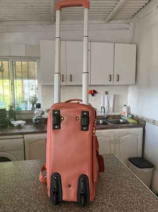 Maleta de mano Parfois rosa y dorada