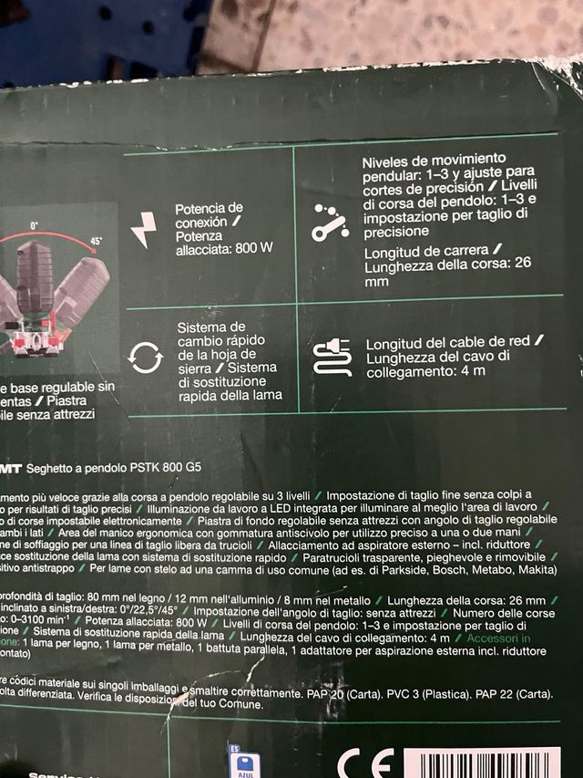 Sierra de calar pendular Parkside PSTK 800 GS