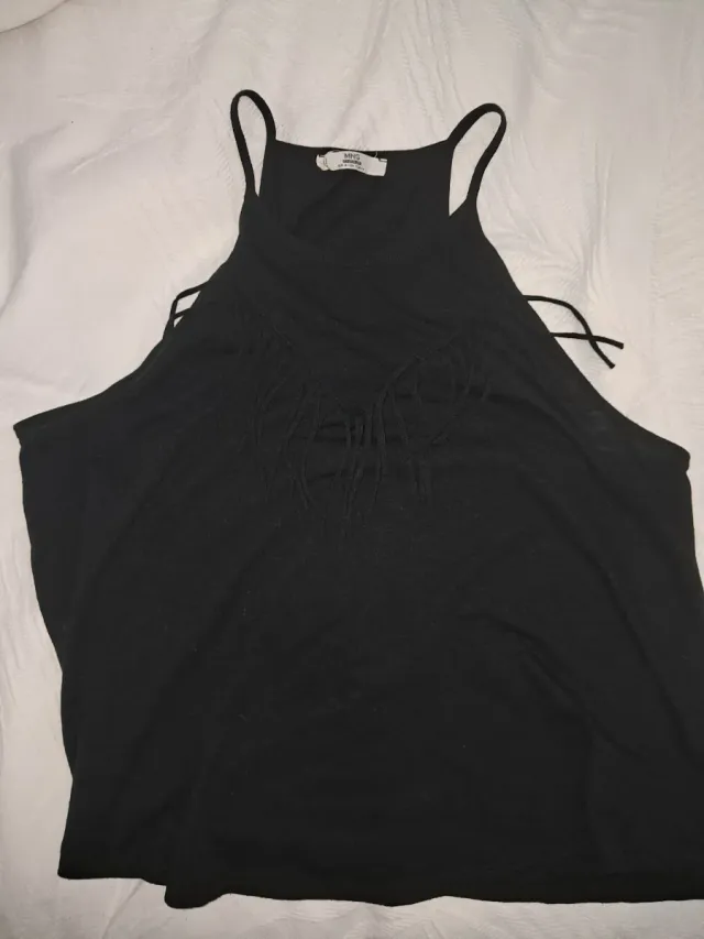 Top Mango Negro Talla M fiesta