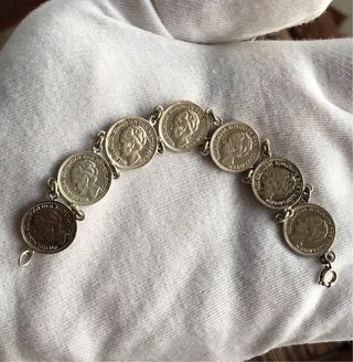 Pulsera Plata Monedas + Regalo