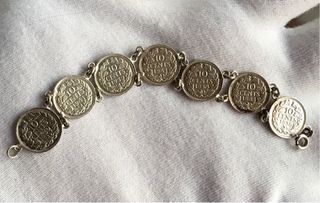 Pulsera Plata Monedas + Regalo