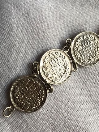 Pulsera Plata Monedas + Regalo