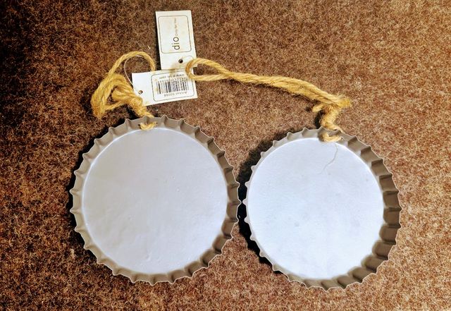 2x Decorazioni Albero Natale Latta Smaltata