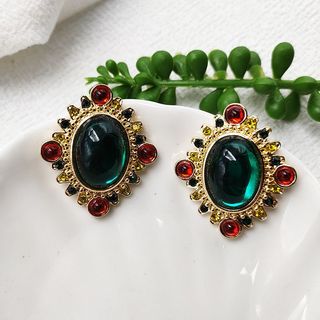 Pendientes vintage estilo palacio oro y verde