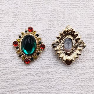 Pendientes vintage estilo palacio oro y verde