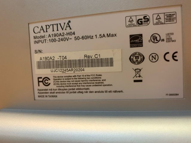 Monitor Captiva A190A2-HO4 Plata