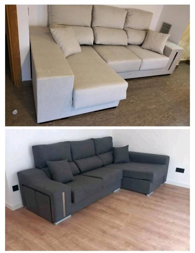 Sofá modular tela beige y gris