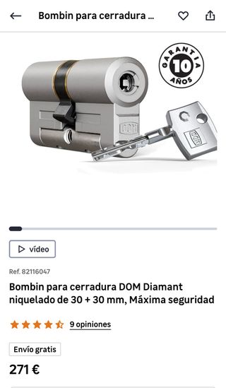 BOMBÍN DOM diamant 30 + 30mm máxima seguridad
